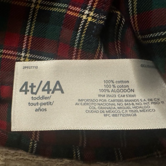 5 for $20‎ ✨ NEW Carter’s boys Christmas holiday plaid long sleeve shirt 4t - Picture 5 of 6